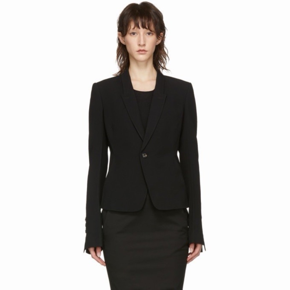 RICK OWENS Women's Black One Button Short Blazer Size US 6